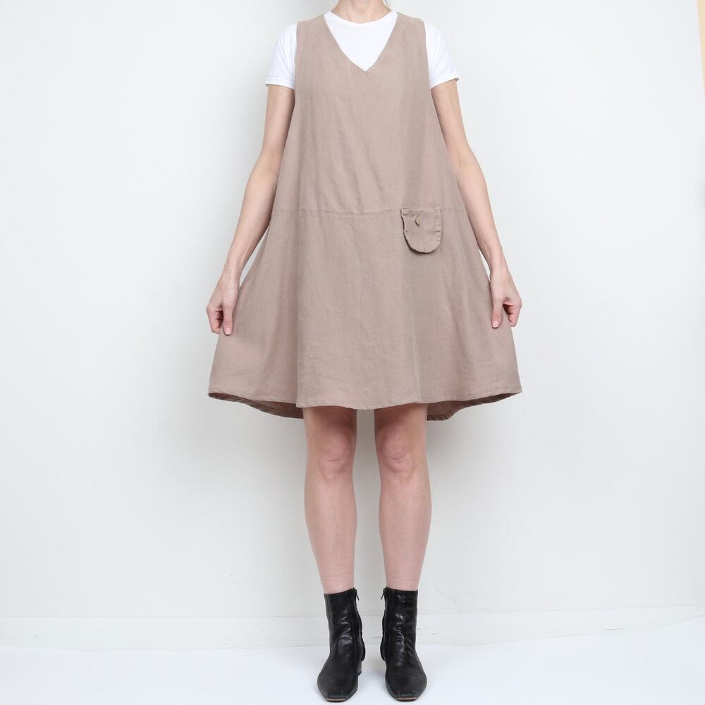 Vintage 90s 100% Linen Sleeveless Tank Dress XL